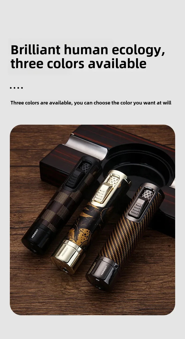 HONEST Windproof Metal Jet Flame Torch Lighter, Refillable Multi-Use for Cigar Welding Moxibustion Outdoor