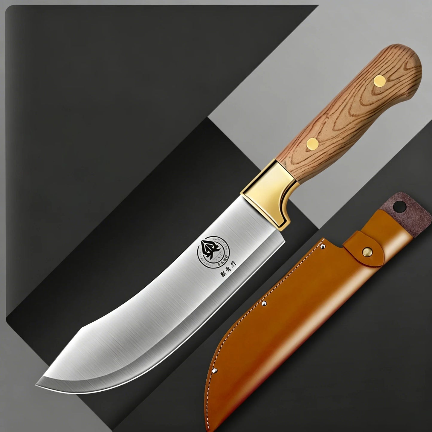 1/3 set kitchen butcher knife set, with leather sheath, stainless steel bone remover, kitchen knife for cutting meat and cooking