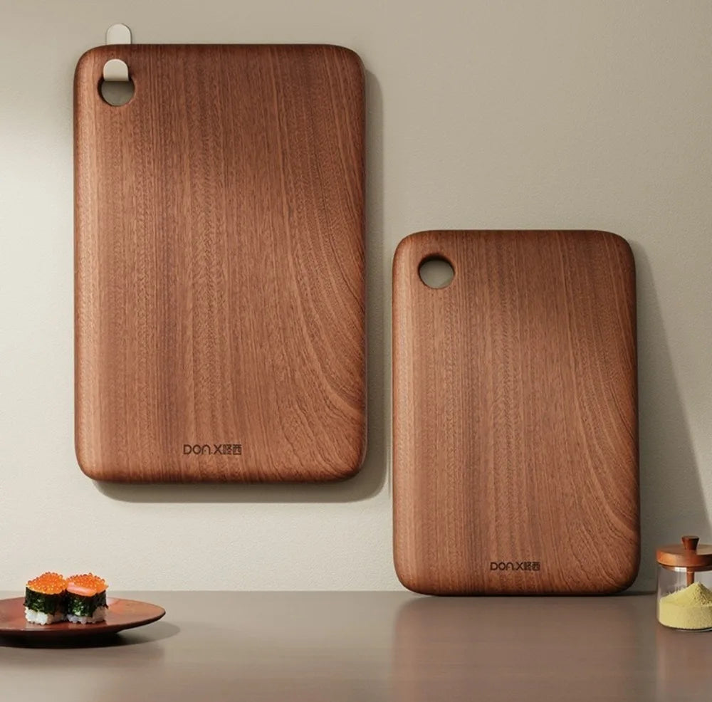 JUSTINLAU 4 Sizes Square Wood Cutting Board Ebony Household Antibacterial and Mildew Proof Fruit Meat Vegetables Chopping Board