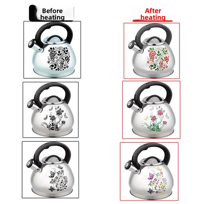 3L Color-Changing Flower Whistling Kettle, Stainless Steel Visual Alert When Water Boils, for Induction & Gas