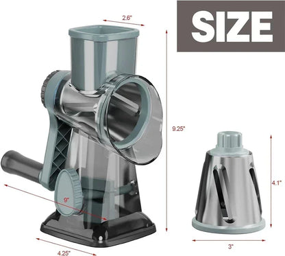Vegetable Cutter & Slicer Manual Kitchen Cheese Chopper Machine With 3 Sharp Drums Multifunctional Garlic Potato Shredder