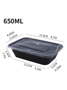 5/10/20 Pack Black Rectangular Meal Prep Containers With Lids,Disposable Plastic To Go Containers, Leak-Proof, Microwave Safe