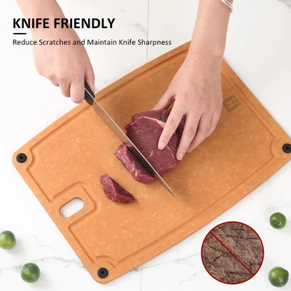 2 Pack Composite Cutting Boards with Handles and Juice Grooves Dishwasher Safe M + L Mom