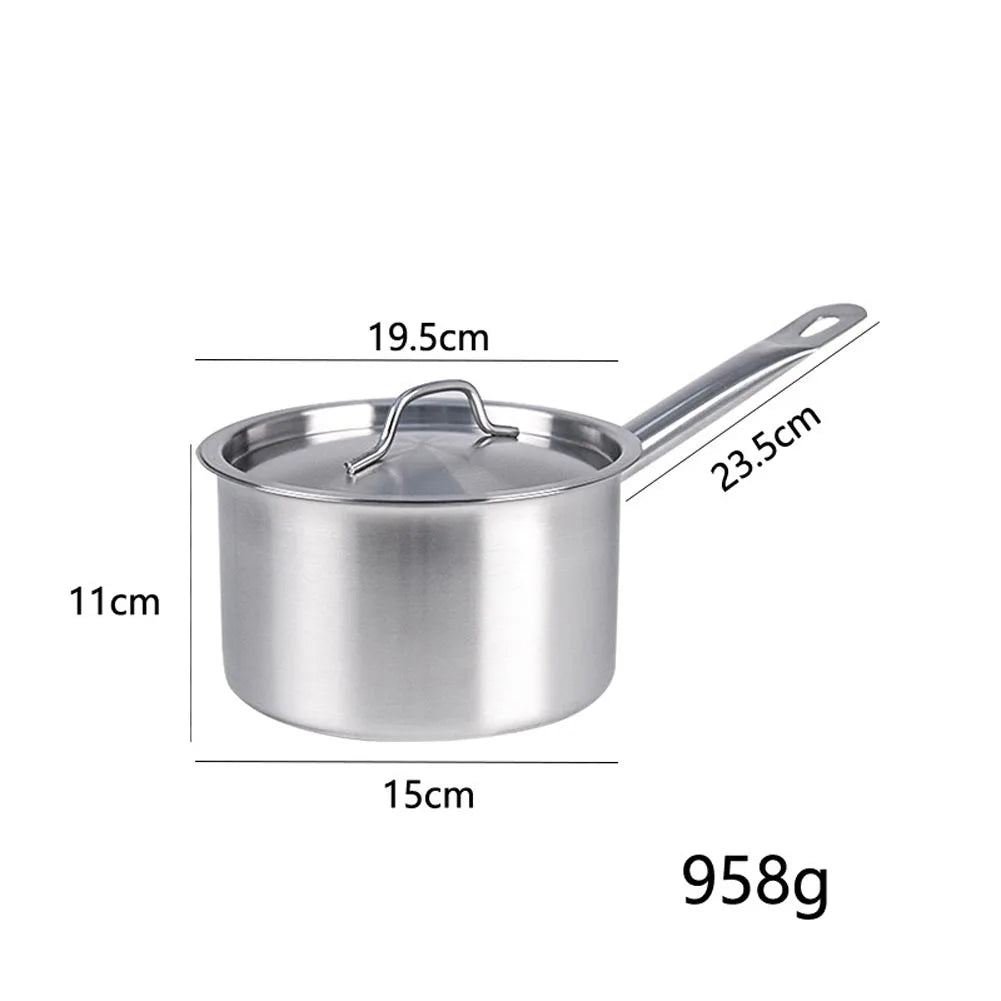Stainless Steel Milk Pot 16 18 20 22 24cm with Lid Sauce Pan for Gas Electric Induction Stove Boiling Simmering Use