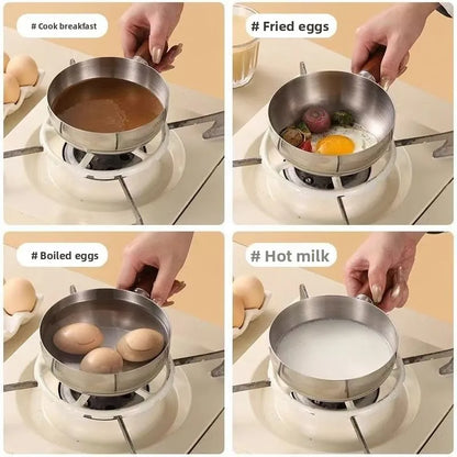 14cm Mini Pot for Camping Dorm Kitchen Stainless Steel Saucepan with Wood Handle, Portable Cookware New