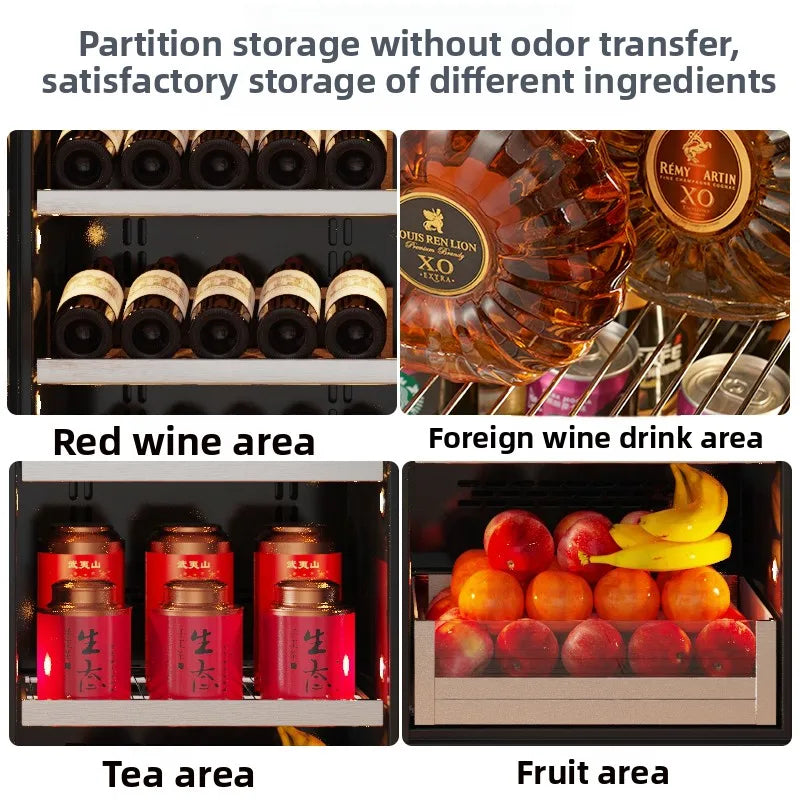 Ultra-Thin Double-Door Wine Cabinet with Constant Temperature Embedded Ice Bar Refrigerator for Home Party Wine Coolers Chillers