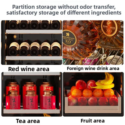 Ultra-Thin Double-Door Wine Cabinet with Constant Temperature Embedded Ice Bar Refrigerator for Home Party Wine Coolers Chillers