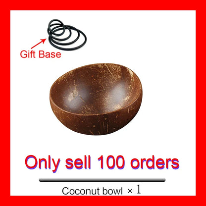 12-15cm  Natural Coconut Bowl set wooden Salad Ramen bowl Coconut Wood Spoon Set coco smoothie Kitchen tableware Coconut bowl