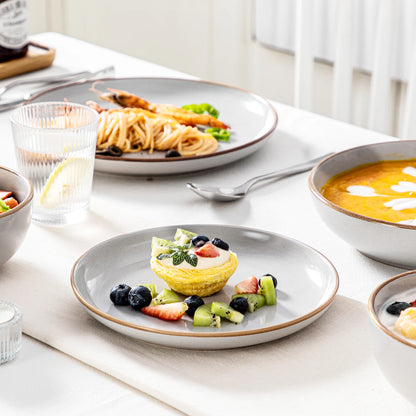 VANCASSO NYMPH 16/32 Piece Ceramic Glaze Tableware Set with Dinner/Dessert/Soup Plate/Bowl  For 4/8 Person 4 Color Optional