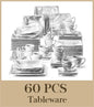MALACASA 30/60PCS Marble Grey Porcelain Tableware Dinnerware Set with 6PCS Dessert/Soup/Dinner Plate/Cup/Saucer,Service for 12