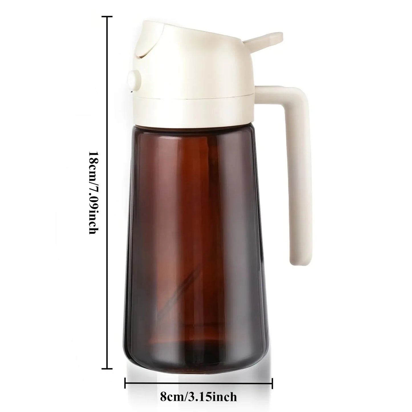 2-in-1 470ml Light Blocking Brown Oil Sprayer for Cooking Olive Oil Dispenser Bottle for Kitchen Oil Bottle Seasoning Tools