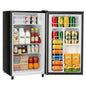 Mini fridge with freezer for bedroom, dorm, office, apartment: silver stainless steel, low noise energy efficient 0.41kWh/day,3