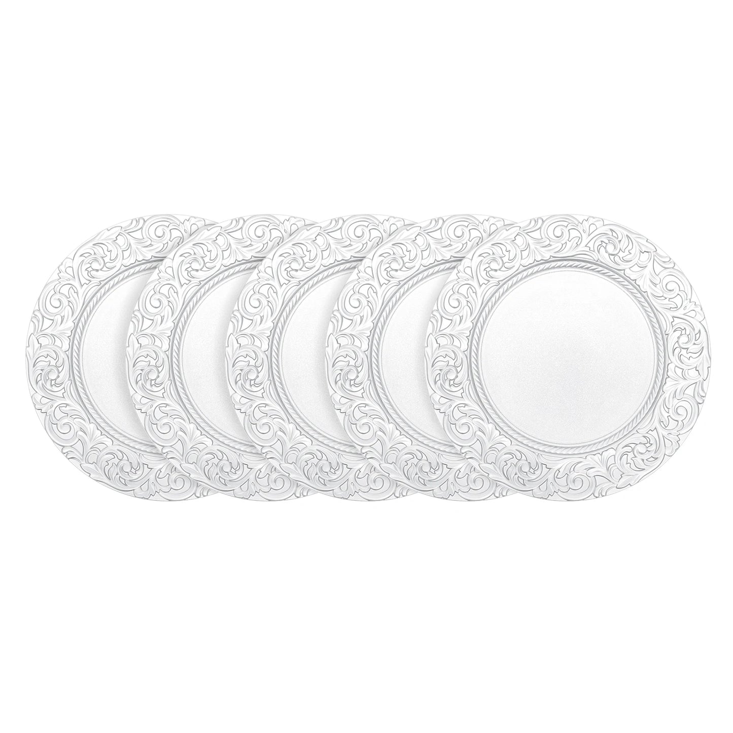 100 Pcs Silver Round Charger Plates Set, Reusable Serving Plates Disposable Platters for Wedding Party Banquets Picnics
