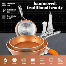 3-Piece Nonstick Copper Pan Set: 8, 10, 12 Skillets, Omelet Pan, Dishwasher Safe, Cool Touch Handles
