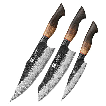 XINZUO Eight-piece Kitchen Knife Set 67 Layers Damascus Super Steel Hardness 60±2HRC Ideal For Home Kitchen Vegetable Prep