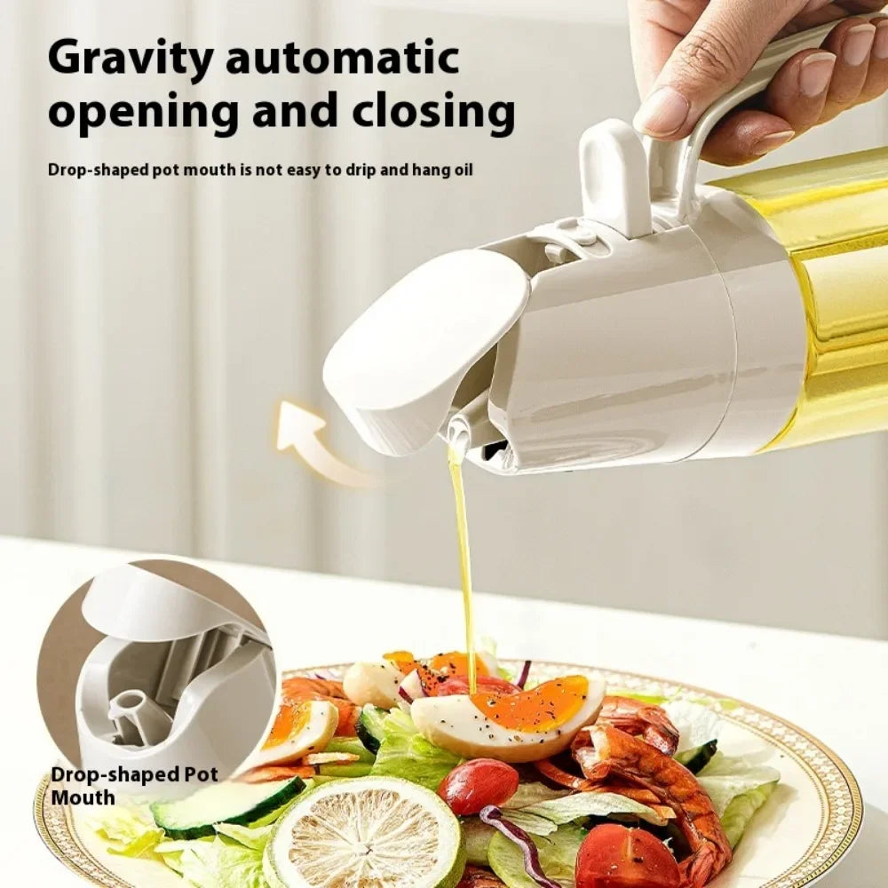 2in1 Oil Spray Bottle 500ml High Borosilicate Glass Cooking Oil Dispensers Olive Oil Sprayer Mister for Air Fryer Salad Baking