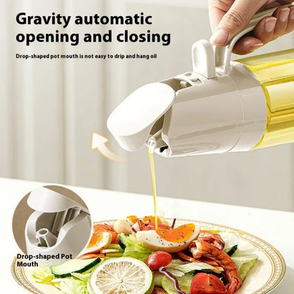 2in1 Oil Spray Bottle 500ml High Borosilicate Glass Cooking Oil Dispensers Olive Oil Sprayer Mister for Air Fryer Salad Baking