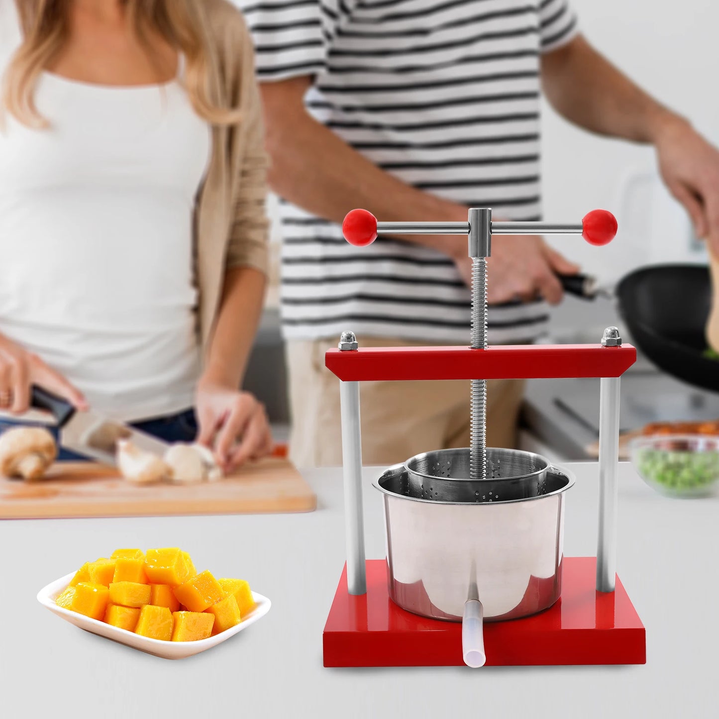 Easy Clean Hand Press Juicer High-Yield Manual Fruit Press with Filter Bag 0.8Gal/1.6Gal Capacity for Cheese, Herbs & Vegetable Juice