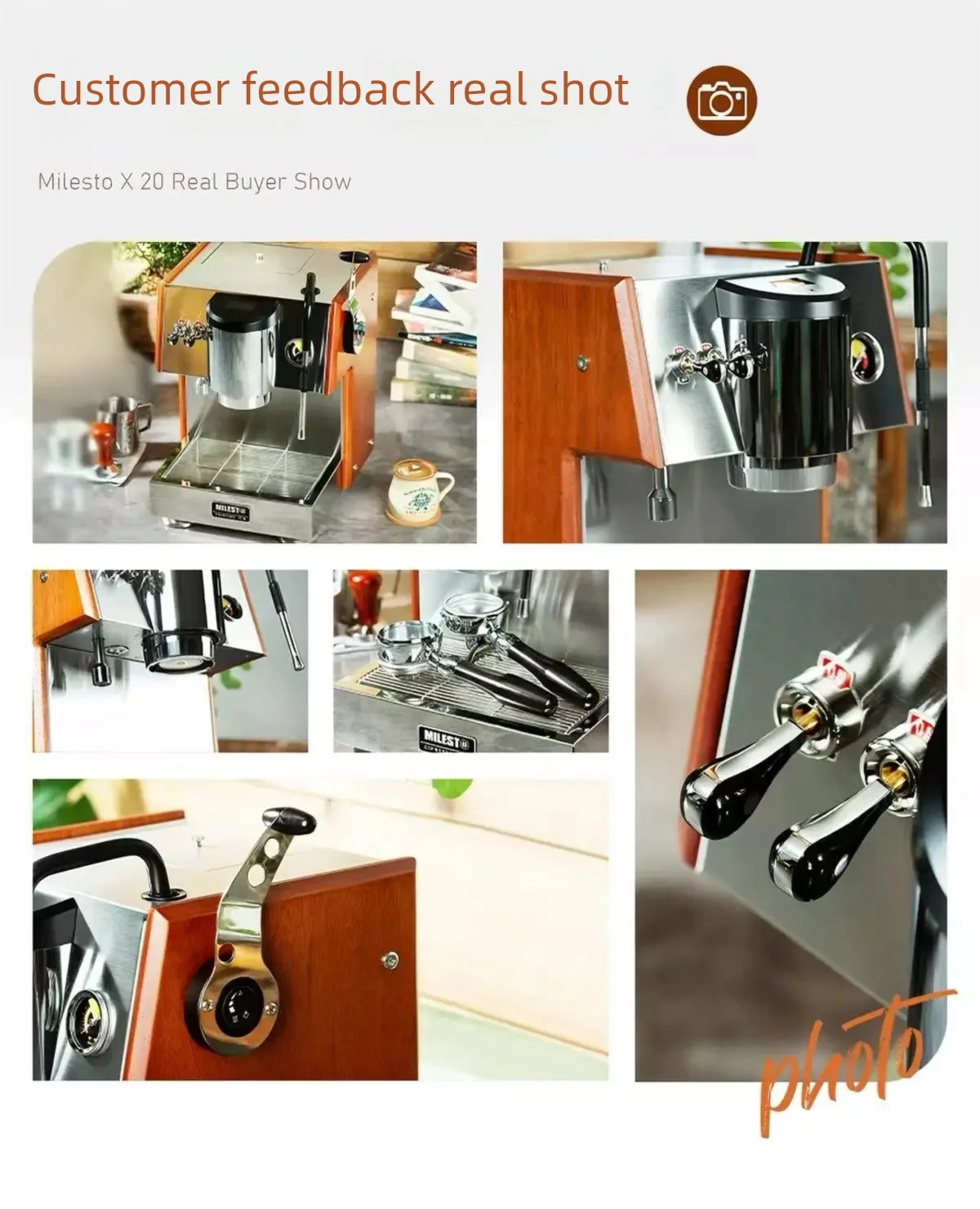 MX-20 New Aurora Copper Boiler Semi-Automatic Espresso Machine, Italian Coffee Maker for Home & Small Commercial Use with Milk F