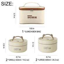 4 Pack Stackable Insulated Lunch Containers,Stainless Steel Leakproof Thermal Food Jars with Cute Bear Handle Lids, Portable Round Bento Bowls with Matching Insulated Lunch Bag for Work School Picnic