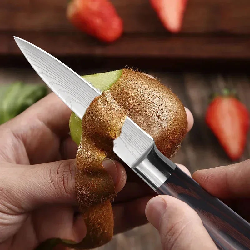 WXCOO Professional Chef Knife Damascus Japanese Stainless Steel Kitchen Boning Knives Set with Roll Canvas Bag