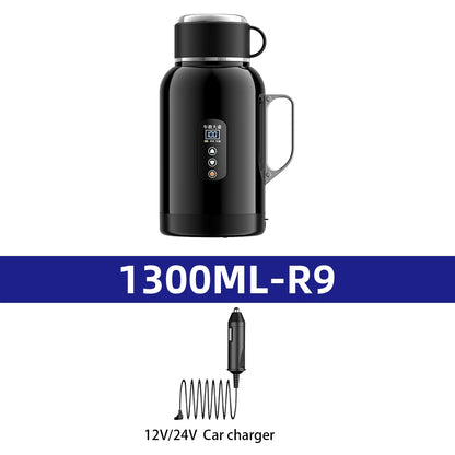 12V/24V Universal Car Kettle 1300ML/1500ML Large Capacity Smart Electric Water Heater LCD Display Temperature Control Stainless