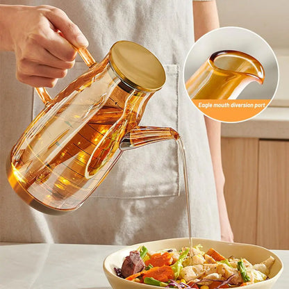 600/800/1000ml Oil Bottle Kitchen Glass Oil Pot Large Capacity Leak-Proof Pour Soy Vinegar Tank Oil Dispenser Kitchen Tools