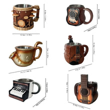 Resin Musical Instrument Coffee Mug Guitar Pattern Durable Coffee Cup Handcrafted Guitar Shaped Coffee Cup for Home Kitchen