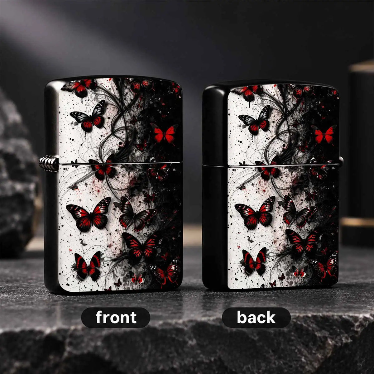 Exquisite Portable Igniter With Striking Red Black Dance Art Pattern, Stylish Atmospheric Practical Item For Daily Outdoor Camping Gathering Scenarios, Creative Premium Gift Choice With Distinct Unique Aesthetic A Humorous An