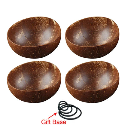 12-15cm  Natural Coconut Bowl set wooden Salad Ramen bowl Coconut Wood Spoon Set coco smoothie Kitchen tableware Coconut bowl