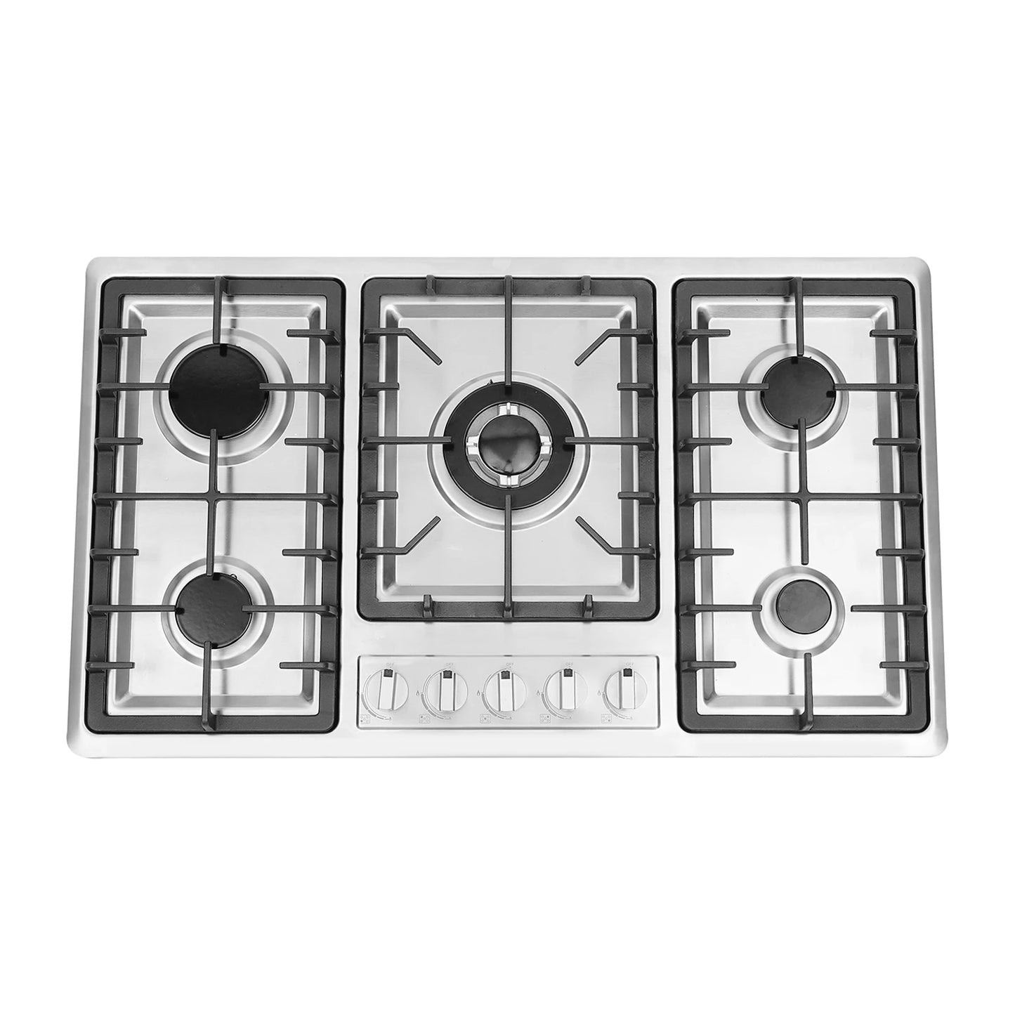 5-Burner Gas Cooktop Scratch Resistance Stainless Steel Gas Stove Simple Control for Home Kitchens/Restaurants/Hotels
