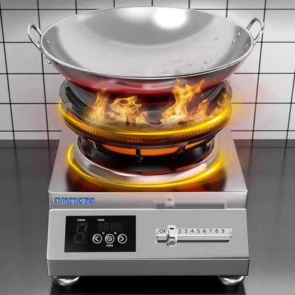 5000W Commercial Concave Induction Cooker High Power Electric Wok Stove for Restaurant Kitchen