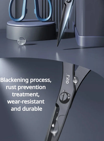 Deli 210/175mm Black Stainless Steel Scissors Business Office Stationery Home Tailor Shears Kitchen Knife Cutter Cutting Tool