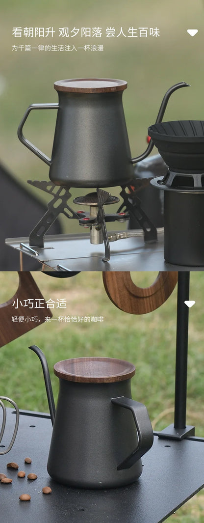 304 Fine Mouth Stainless Steel Coffee Hand Brewer, Western Style Coffee Pot, Home Coffee Utensils with Lid,Office Tea Maker