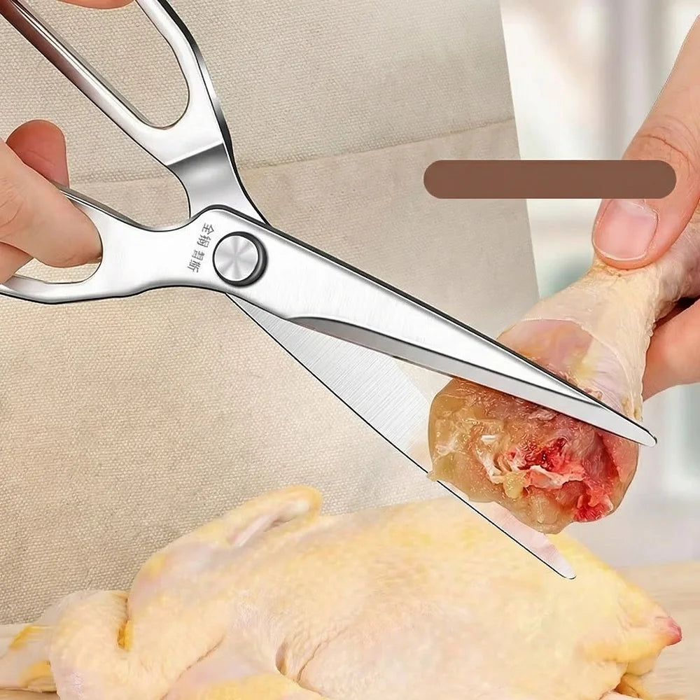 Extended Heavy-Duty Poultry Bone Scissors, High Hardness Stainless Steel, Household Bone Cutting for Chicken Duck Goose C2612