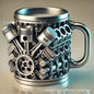 V8 Engine Coffee Mug, V6 Resin 3D Metal Cup, Creative Car Engine Model Decorative Mug