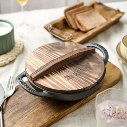 19cm Cast Iron Double Ear Frying Pan Flat Bottom Non-stick Thickened Mini Small Iron Kitchen Cooking Pan without Coating