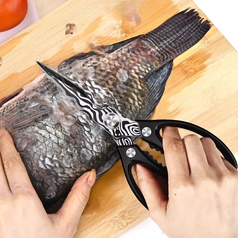 New Heavy-Duty Kitchen Scissors - High-Hardness Stainless Steel for Chicken Duck Fish Bones, Multi-Purpose & Razor Sharp