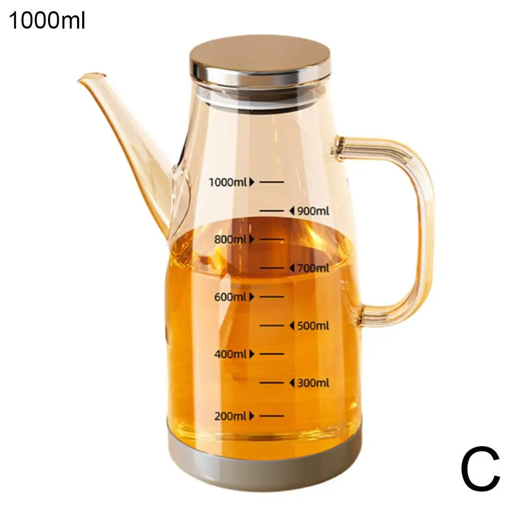 600/800/1000ml Oil Bottle Kitchen Glass Oil Pot Large Capacity Leak-Proof Pour Soy Vinegar Tank Oil Dispenser Kitchen Tools