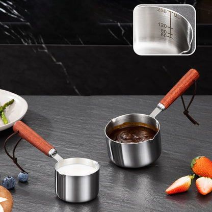 304 Stainless Steel Mini Soup Pot with Wooden Handle Condiment Sauce Pan Small Saucepan for Making Sauces Heating Milk Kitchen