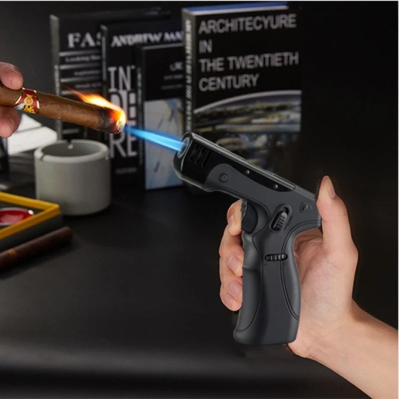 1300° High Temperature Spray Gun Butane Gas Turbine Torch Lighter Safety Lock Fire Switch Outdoor Kitchen Cigar Lighters Smoking