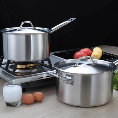 Stainless Steel Milk Pot 16 18 20 22 24cm with Lid Sauce Pan for Gas Electric Induction Stove Boiling Simmering Use