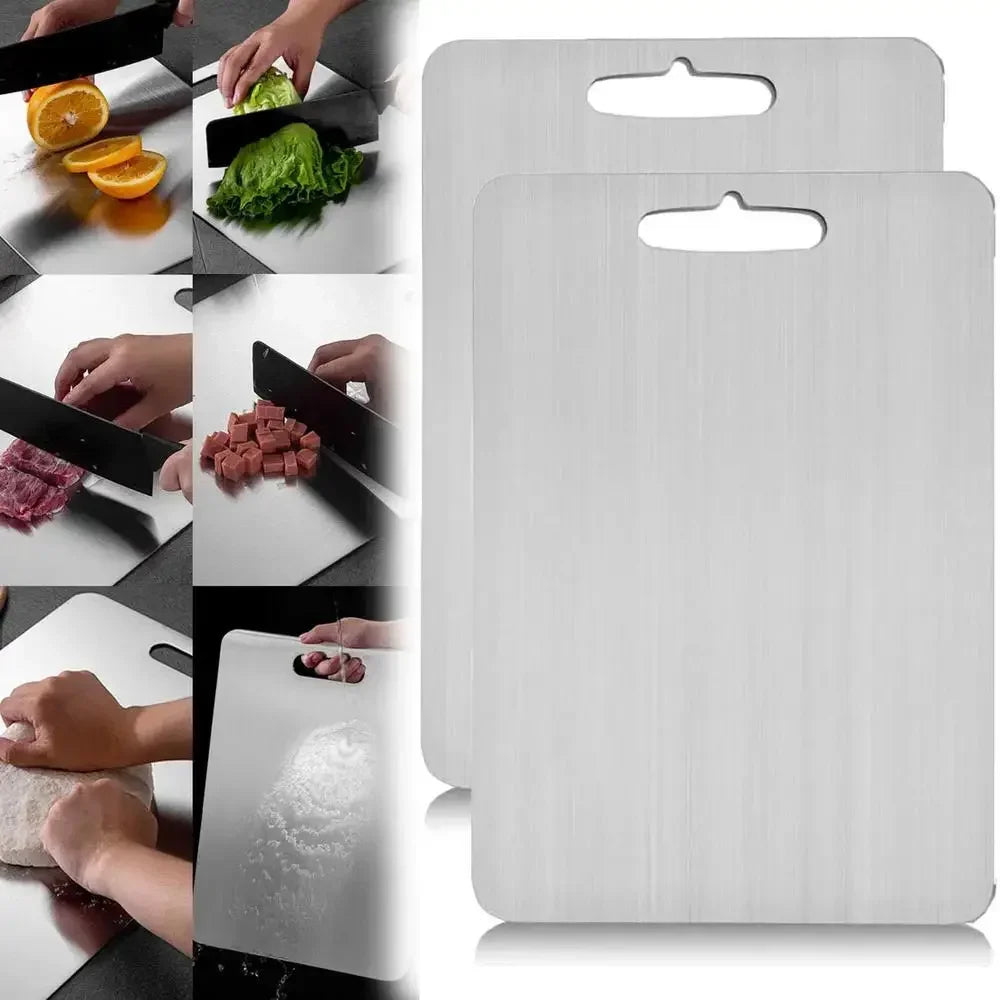 Titanium Cutting Stainless Boards for Kitchen Board 316 Steel Thickened Double Sided Food Grade Portable Fruit Meat Chopping