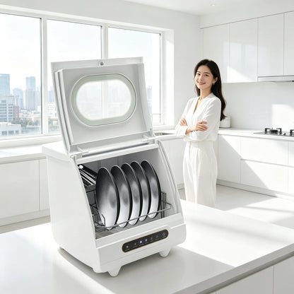 Portable Countertop Dishwasher Compact Dishwasher Mini Countertop Dishwasher 15.74*15.74*17.71in High-Temperature Water Twelve High-Performance Spray Jets Low Noise For Home Apartment Camper Rv