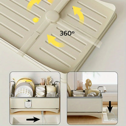 Dish Drying Rack, Kitchen Countertop Dish Drying Rack, 304 Stainless Steel Dish Rack, Stainless Steel Dish Rack with Drain Board