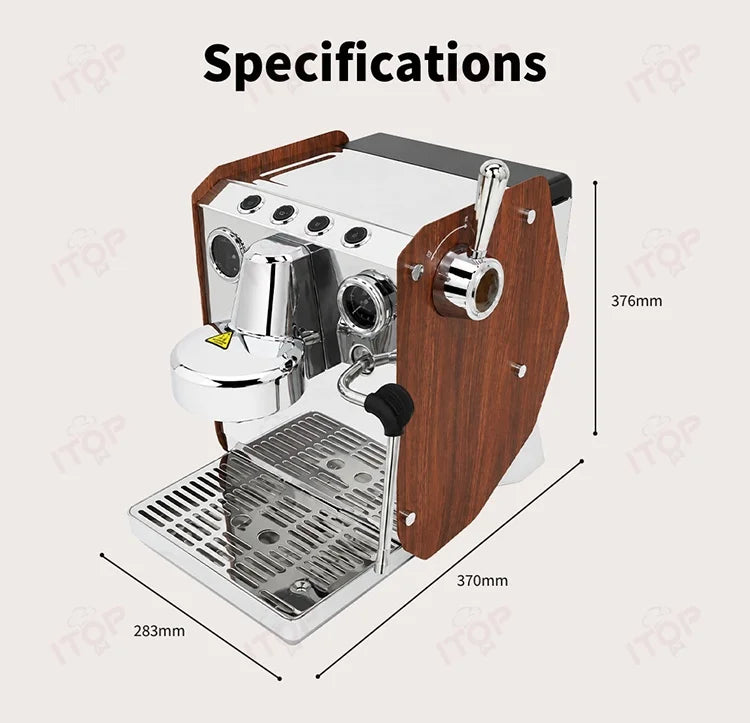 ITOP CMLC05 Coffee Machine 58mm Brew Head 1850W NTC Temp Control 9‑12Bar Optimal Pressure 4 Customizable Parameters 2L Tank