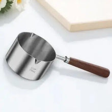 250Ml Stainless Steel Sauce Pan with Wood Handle Melting Bowl for Butter Chocolate Milk Oil Pour Spout Ergonomic Anti Scald