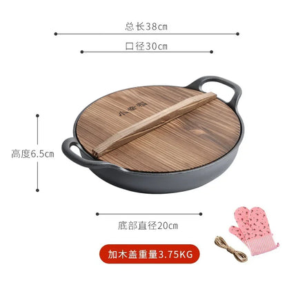 Thickened Cast Iron Skillet Non-coated Non-stick Pan for Household Use Gas And Induction Cooktop Compatible Pancake Skillet