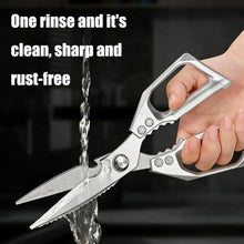 Heavy Duty Sharp Kitchen Scissors, Dishwasher Safe, Cooking Shears for Meat, Chicken, Fish, Poultry, Herb, Bread (Silver)