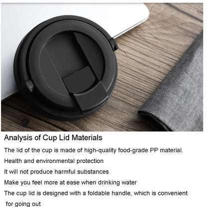 New American Simple Coffee Cup Portable Office Large-capacity Double-layer Vacuum Thermos Cup with Rope Seamless Lined Mug